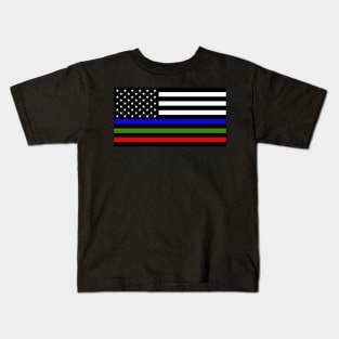 American Flag Thin Blue Green Red Line Kids T-Shirt